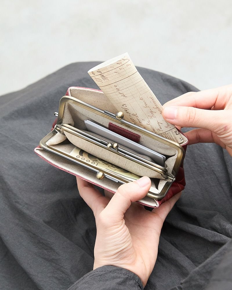 Kanmi Polka Leather Wallet, Coin Bag, 2 Colors, made in Japan