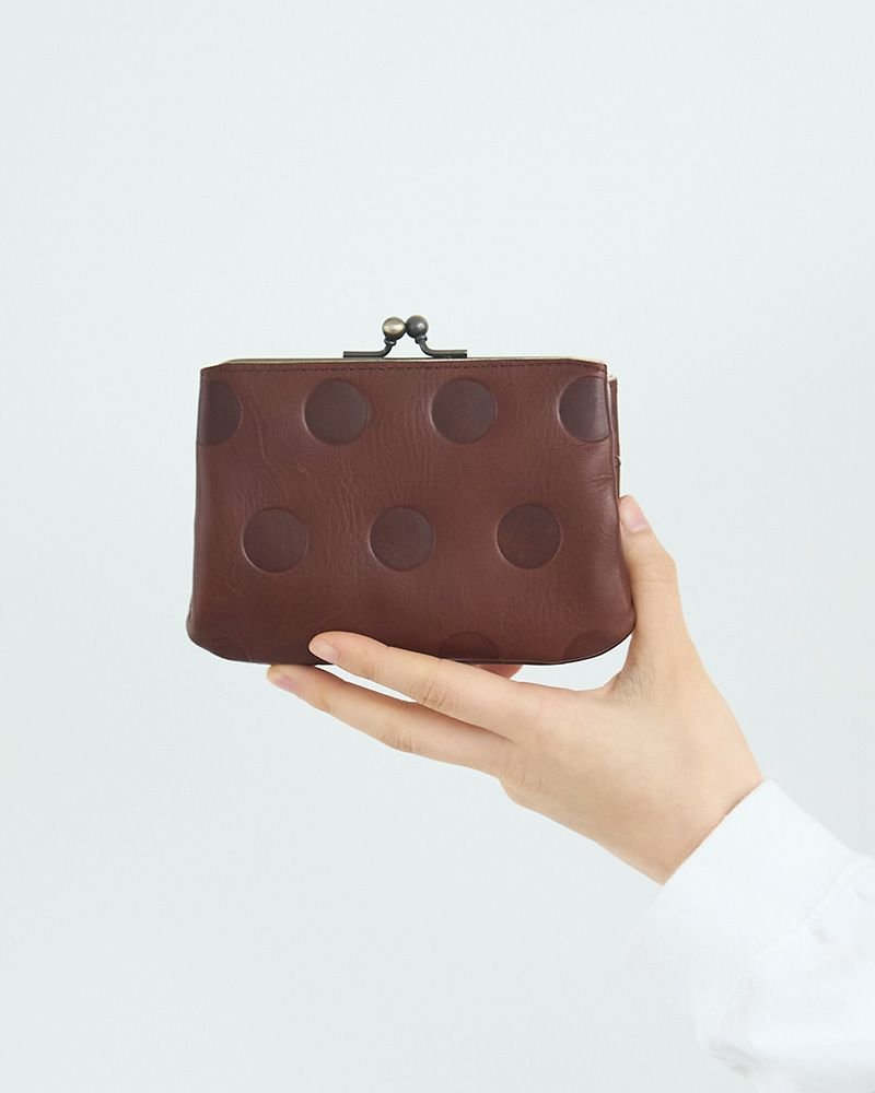 Kanmi Polka Leather Wallet, Coin Bag, 2 Colors, made in Japan