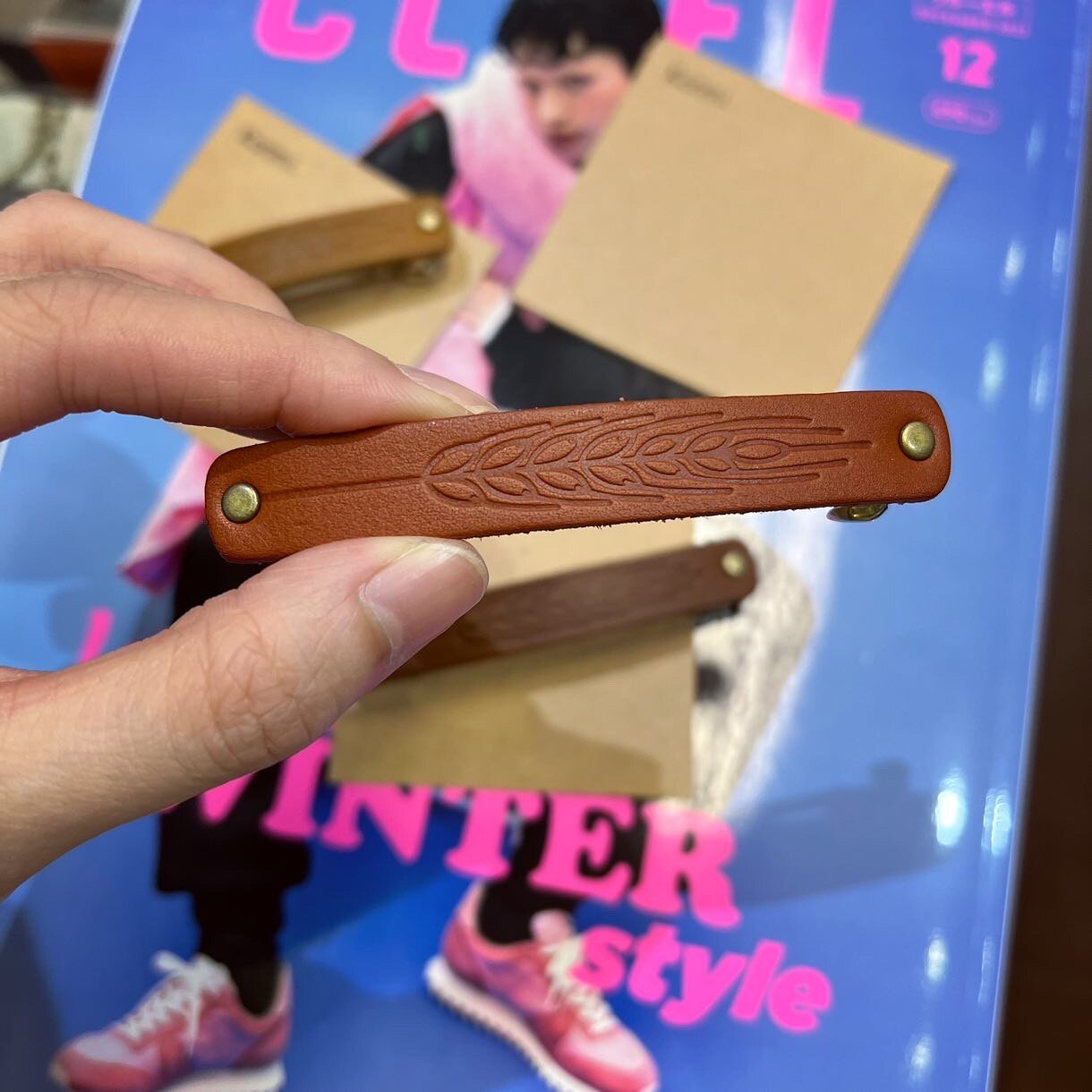 Kanmi Leather Hair Clips, 3 Colors, made in Japan