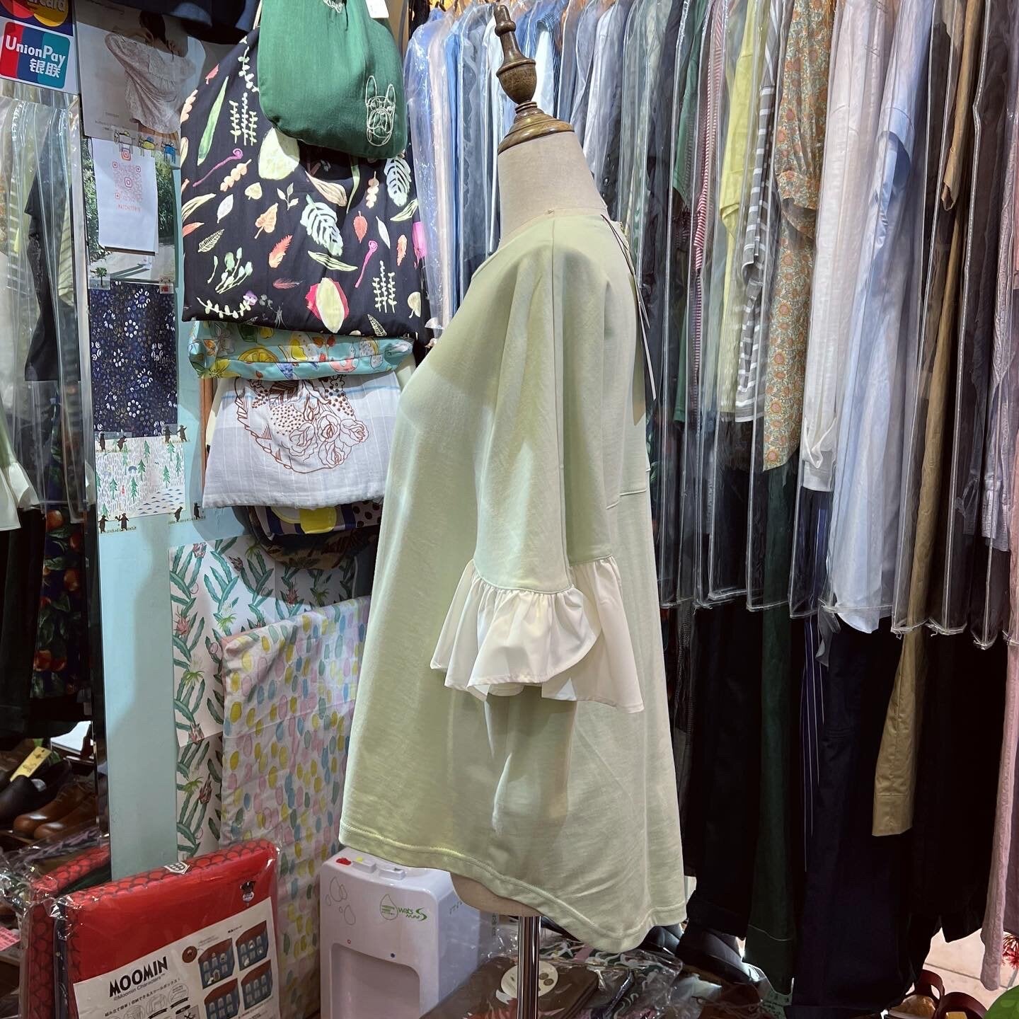 EXTRA20- Trois Apple Green Ruffles Top, made in Japan