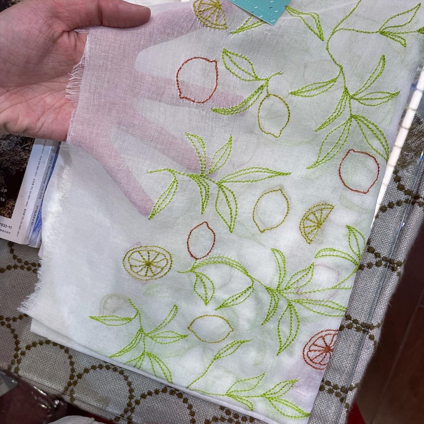 Sale- Friendshill Lemon Tree Embroidery Stole
