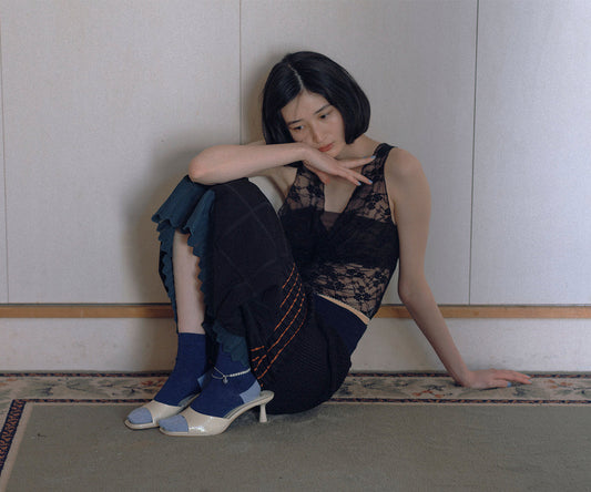 Tricote Blue Socks with Anklet, made n Japan