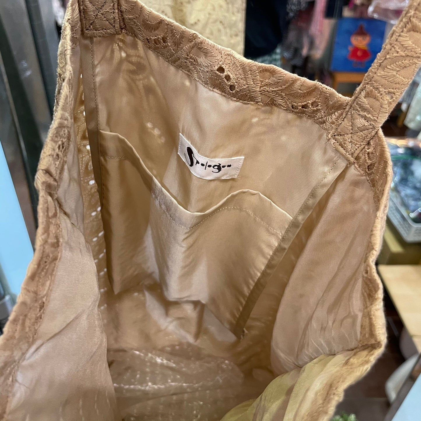 Sale- Spologum Beige Lace Tote Bag, made in Japan