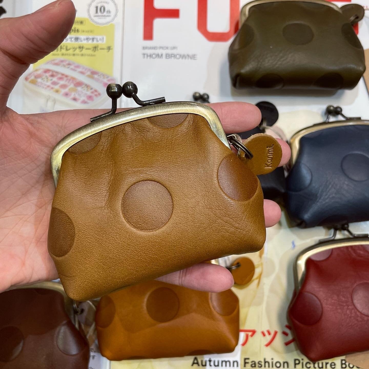 Kanmi Leather Coin Bags, 7 Colors, made in Japan