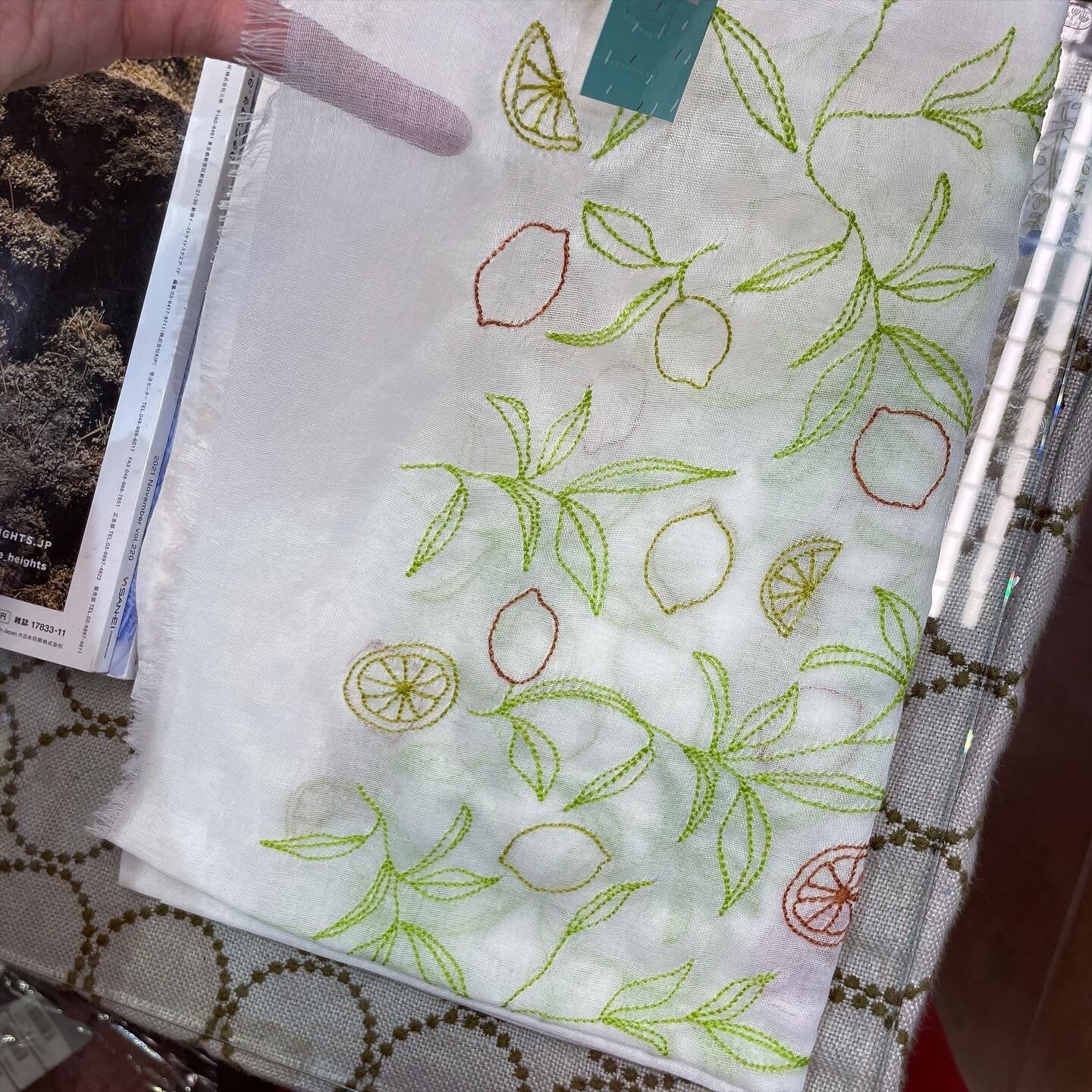 Sale- Friendshill Lemon Tree Embroidery Stole