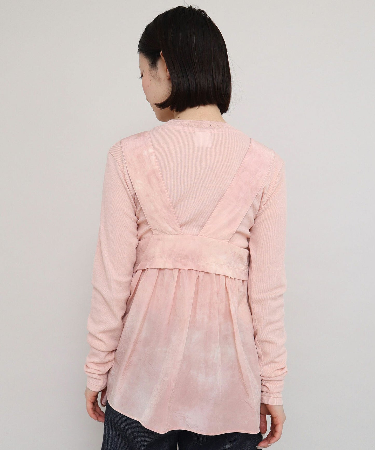 Iki Pink Nylon Cotton Typewriter Dyeing Blouse, made in Japan
