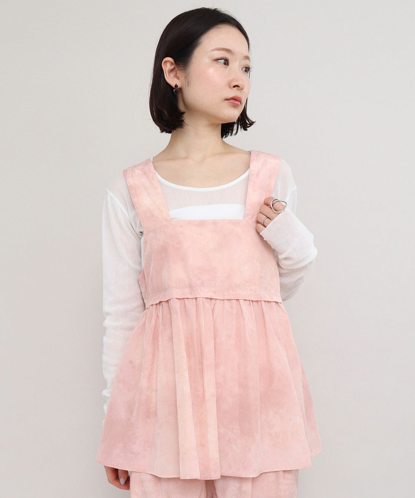 Iki Pink Nylon Cotton Typewriter Dyeing Blouse, made in Japan
