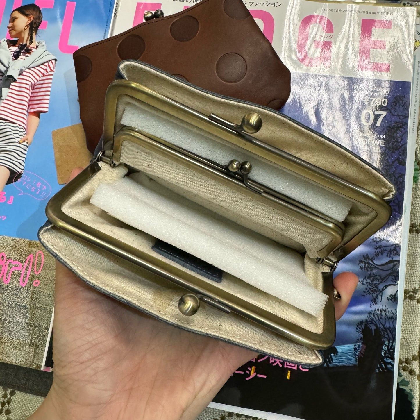 Kanmi Polka Leather Wallet, Coin Bag, 2 Colors, made in Japan
