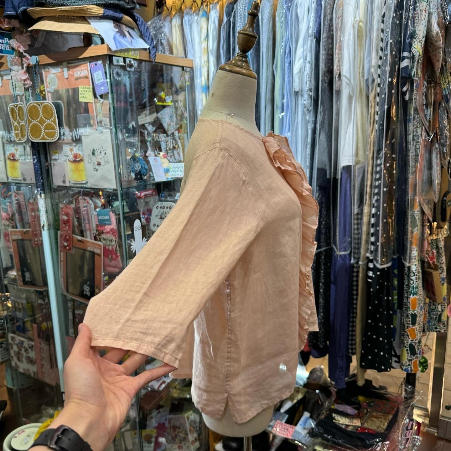 EXTRA20- A* koloni Pink Linen Shirt