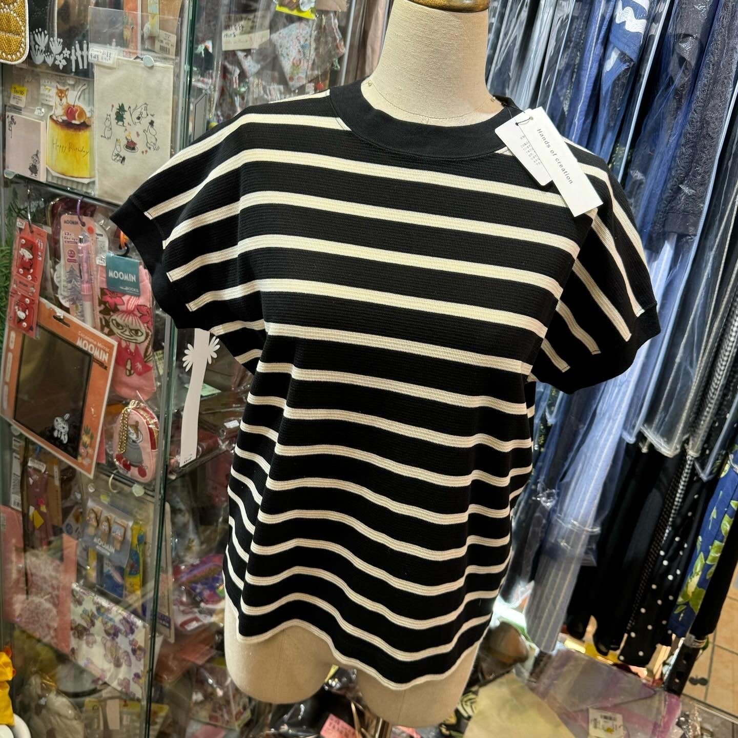 Hands of Creation Striped T-shirt, 2 Colors, made in Japan