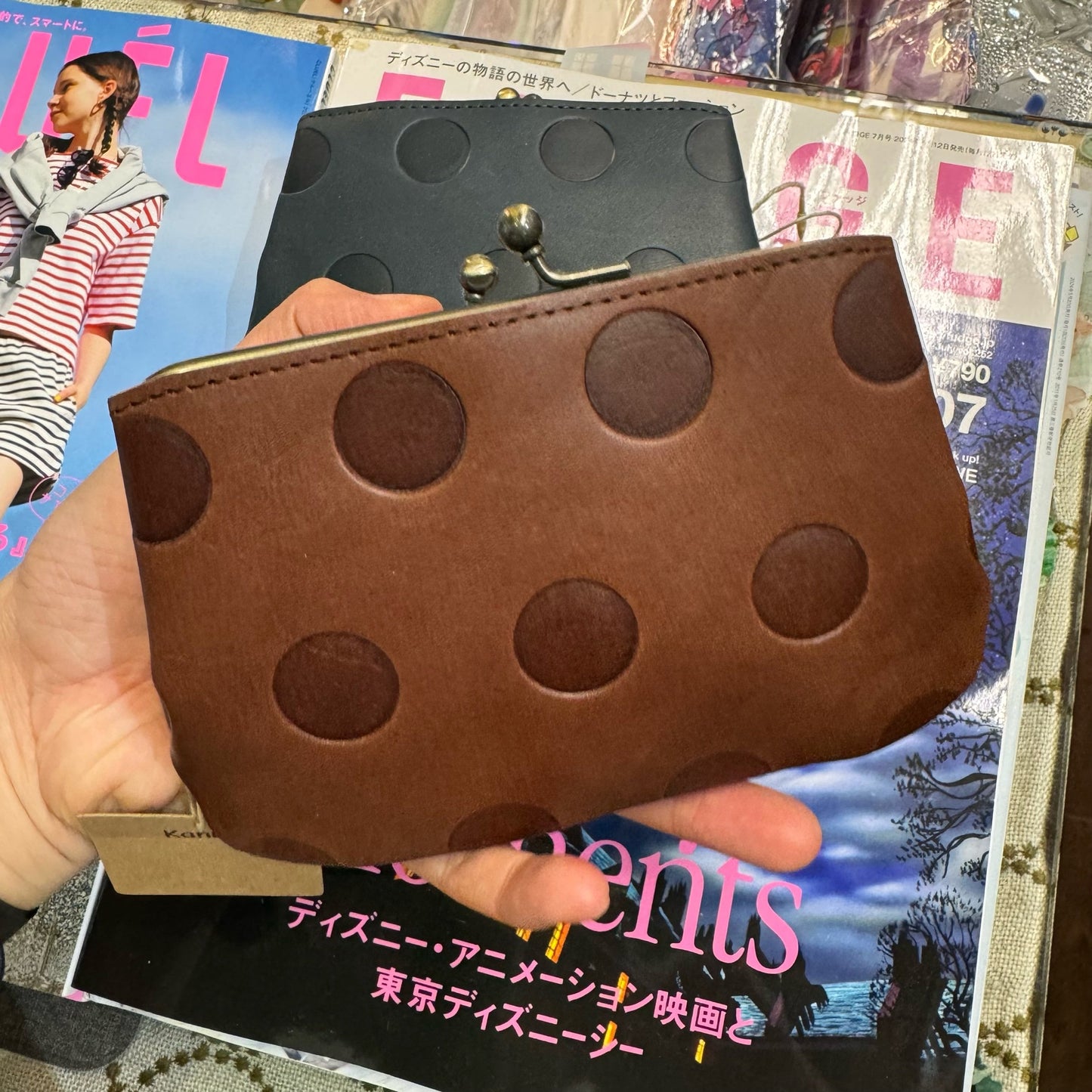 Kanmi Polka Leather Wallet, Coin Bag, 2 Colors, made in Japan