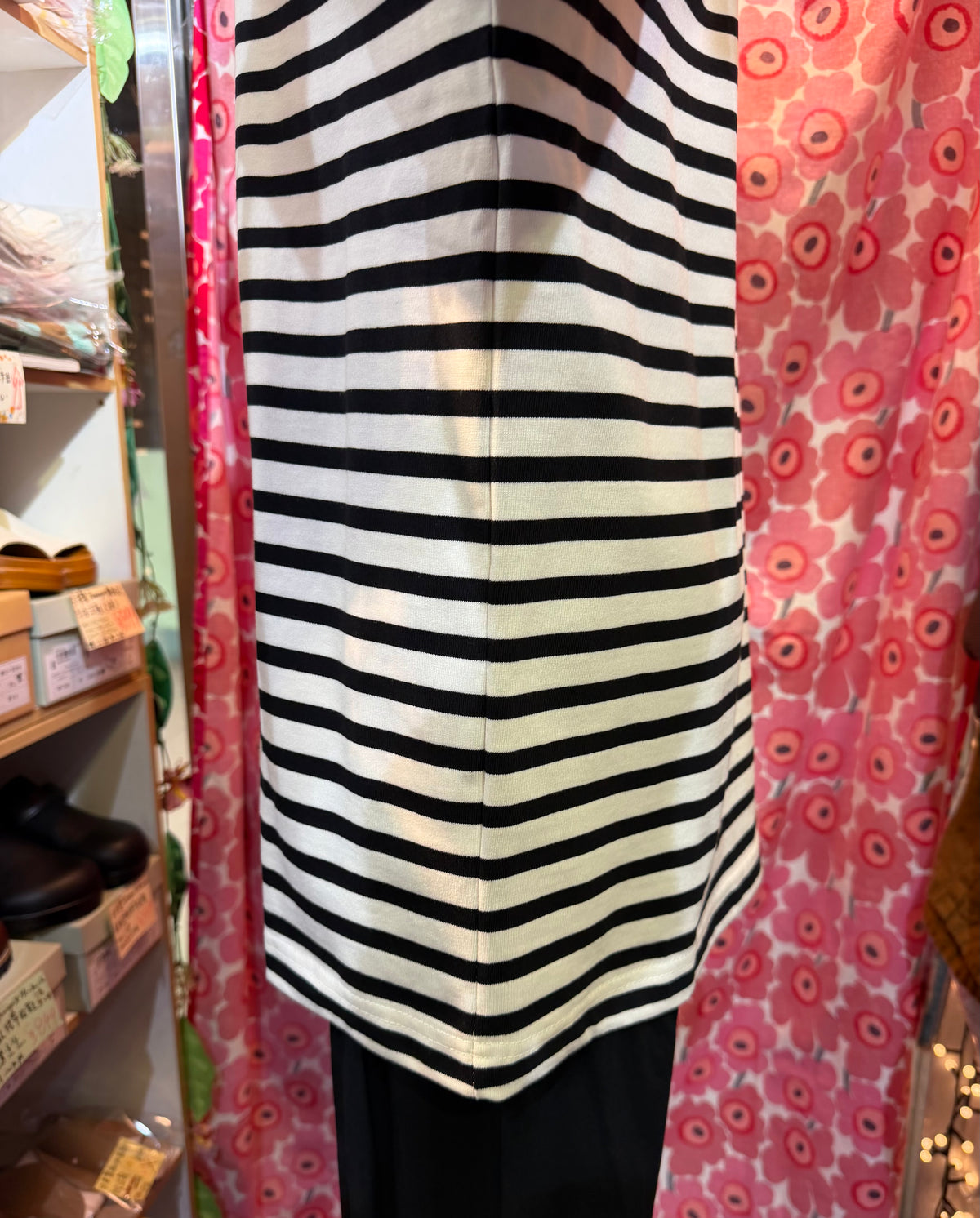 Aug Black x White Striped T-shirt, size 2, made in Japan