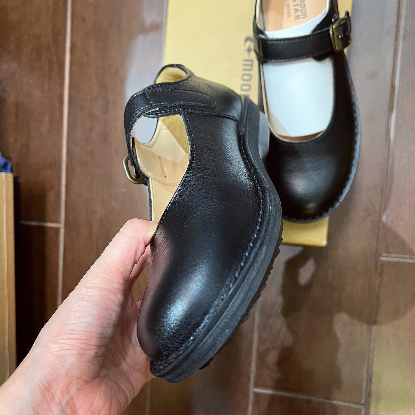 Sale- Moonstar Black Leather Shoes, size 25cm only, made in Japan