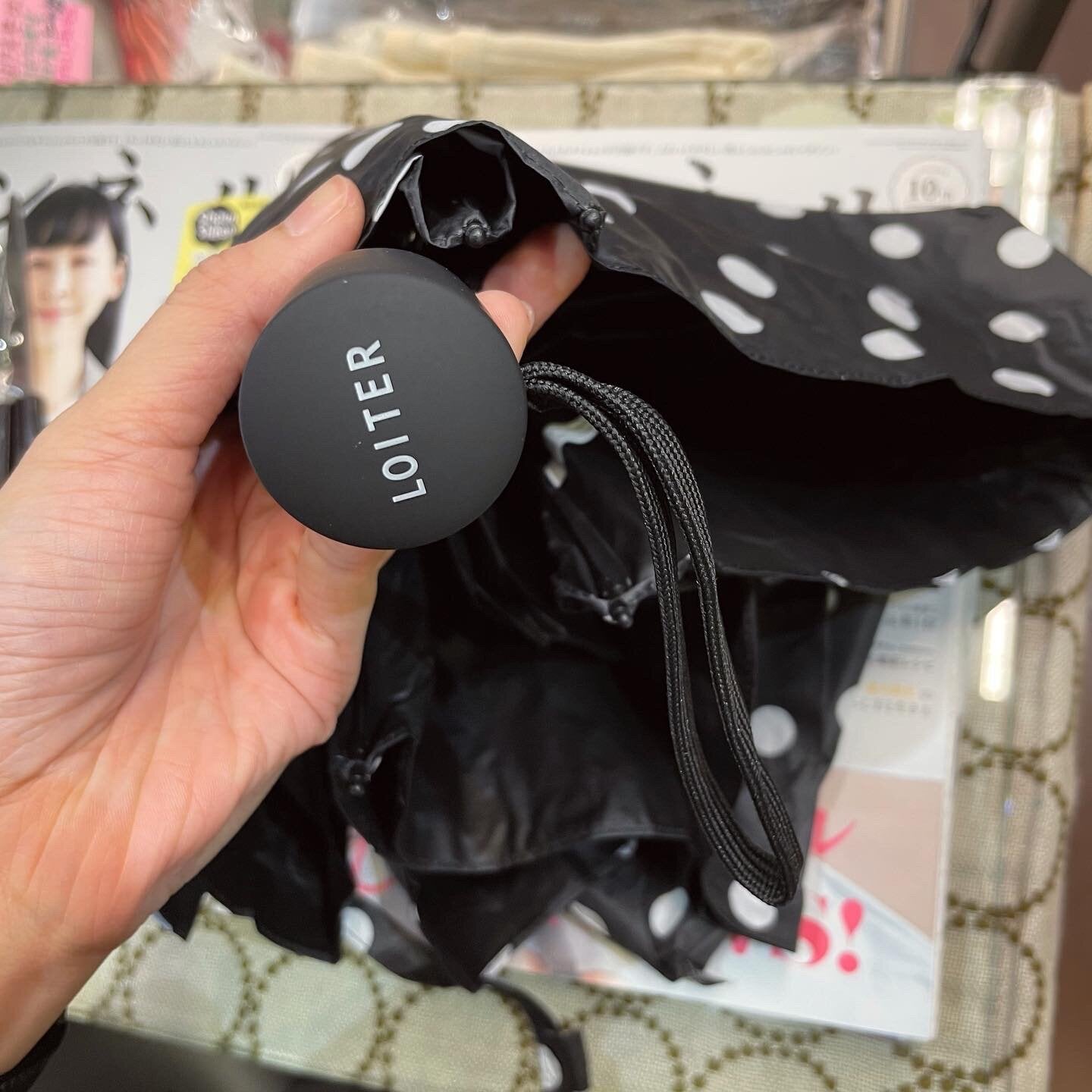 Sale- Ichi ~ Loiter Polka Black Umbrella