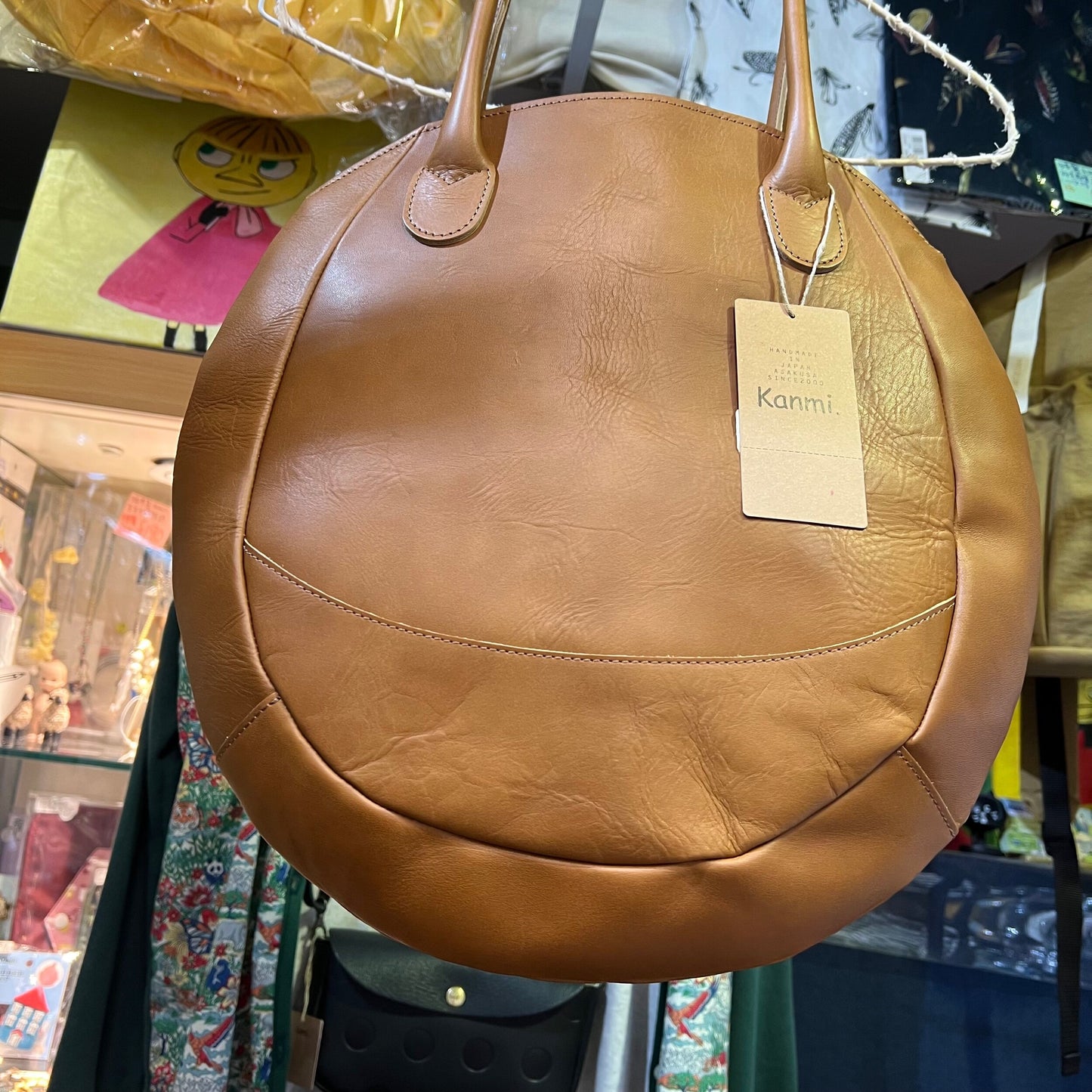 Sale- Kanmi Caramel Leather Egg Bag, made in Japan