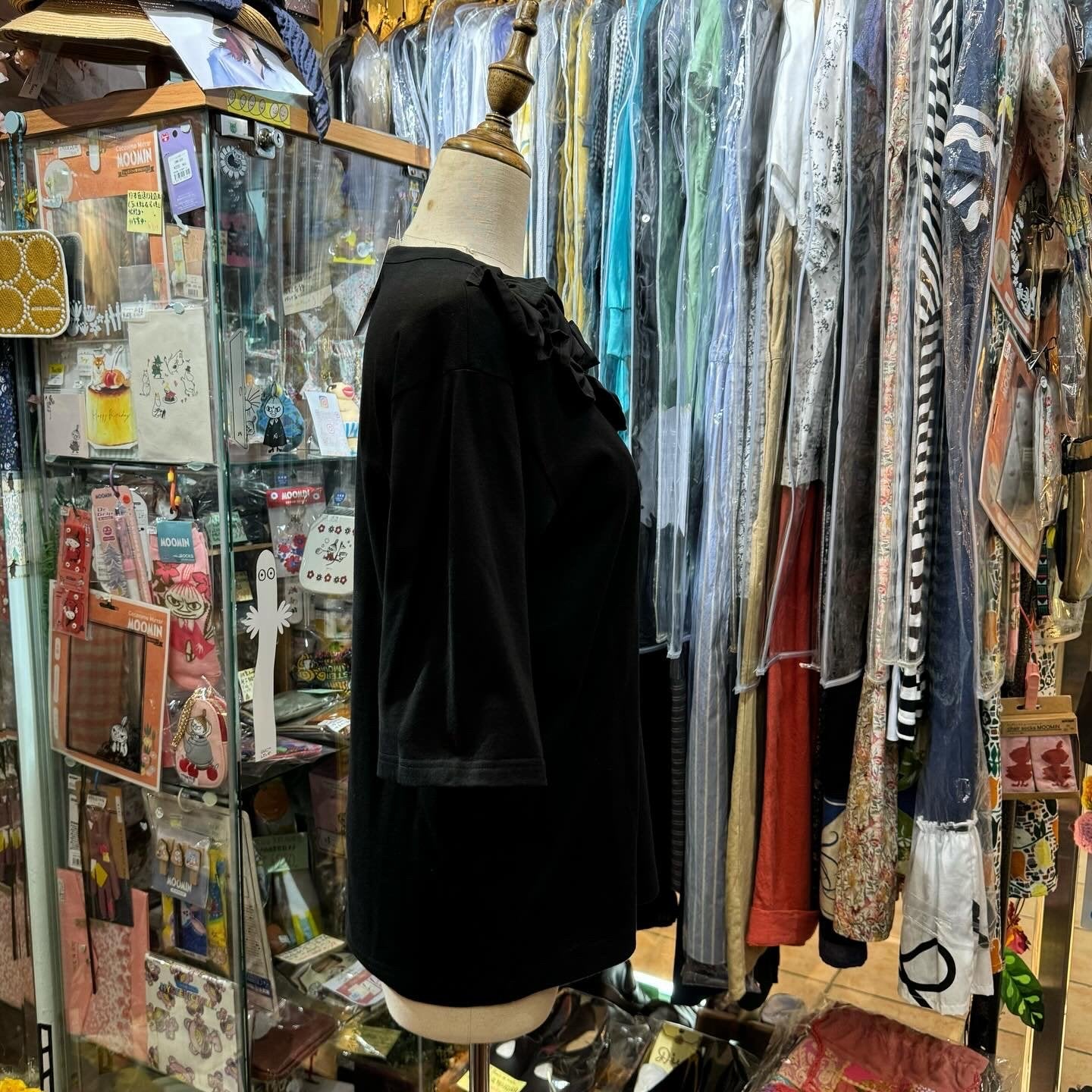 Miyao Ruffles Black T-shirt, made in Japan