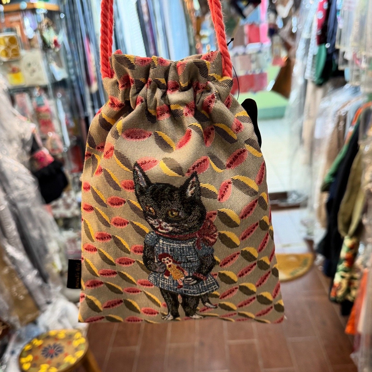 Nathalie Lete Cat Drawstring Bag