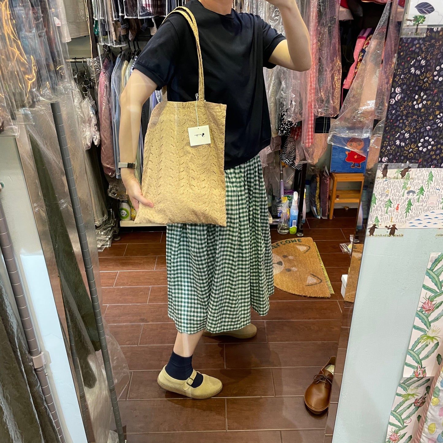 Sale- Spologum Beige Lace Tote Bag, made in Japan