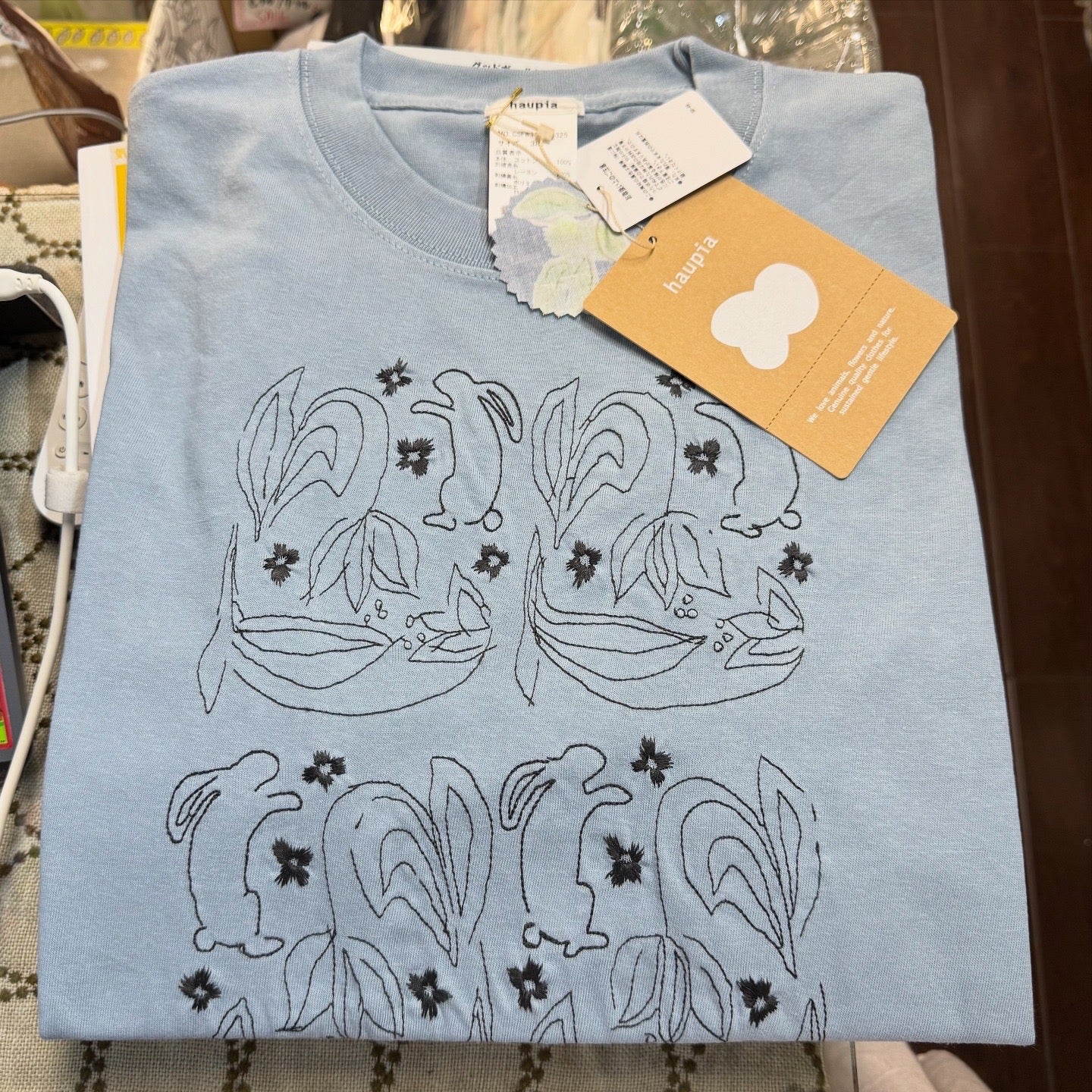 Haupia Rabbit EmbroideryT-shirt, 6 Colors, made in Japan