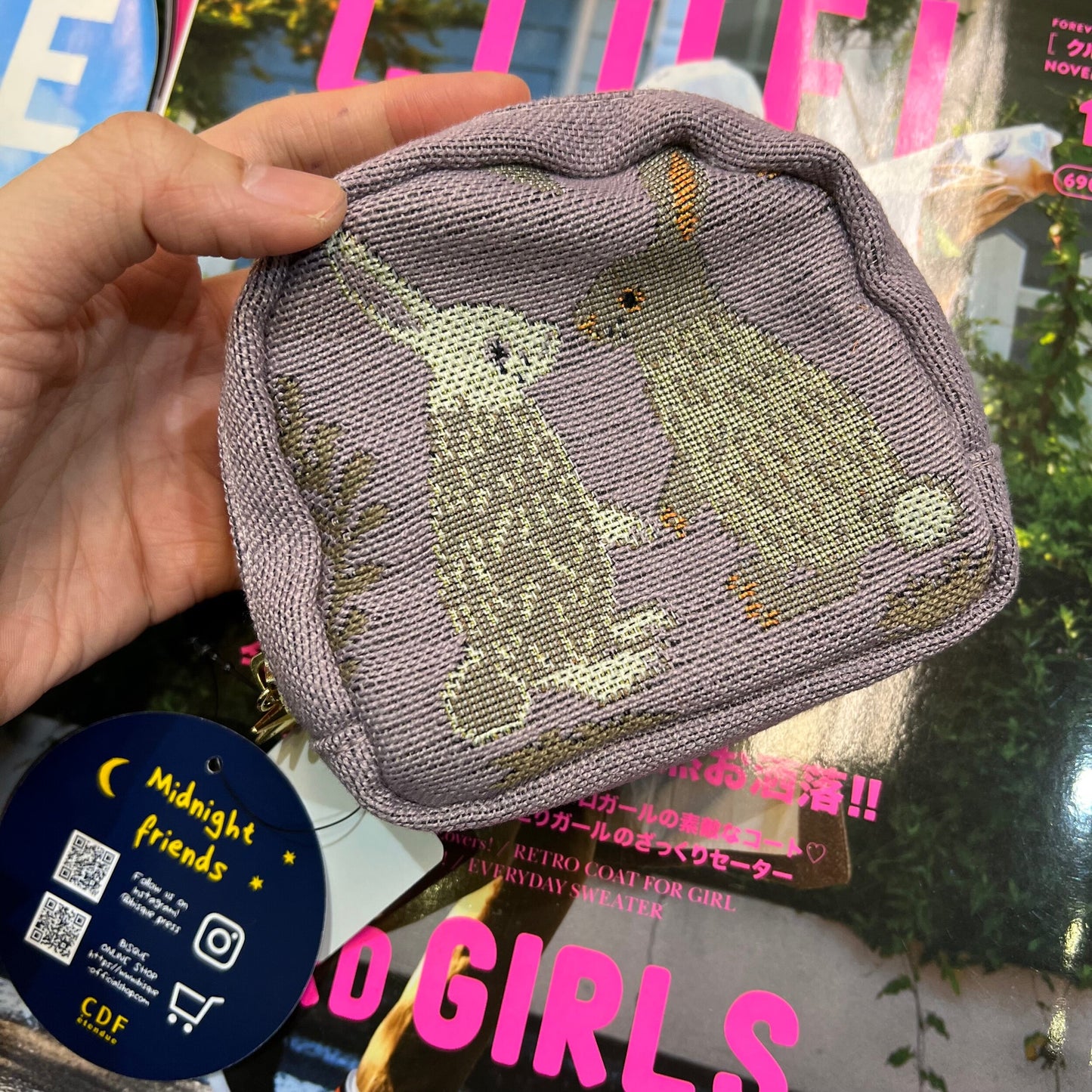 Midnight Friends Rabbit Pink Pouch