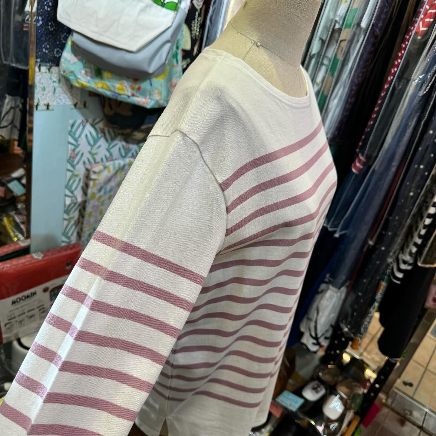 Yarra Pink Striped T-shirt, made in Japan