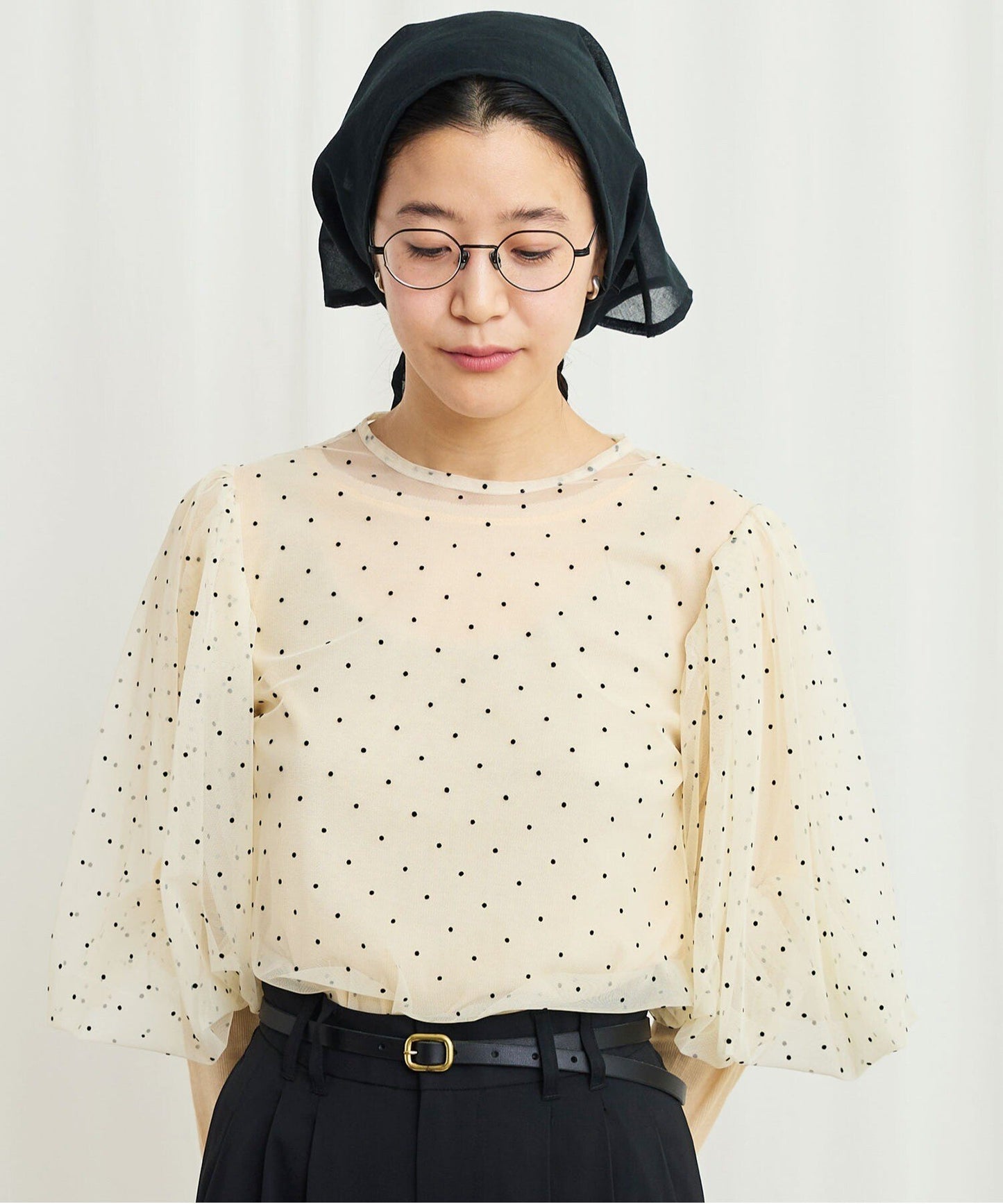 Sale- Fig London Polka Ivory See-through Top