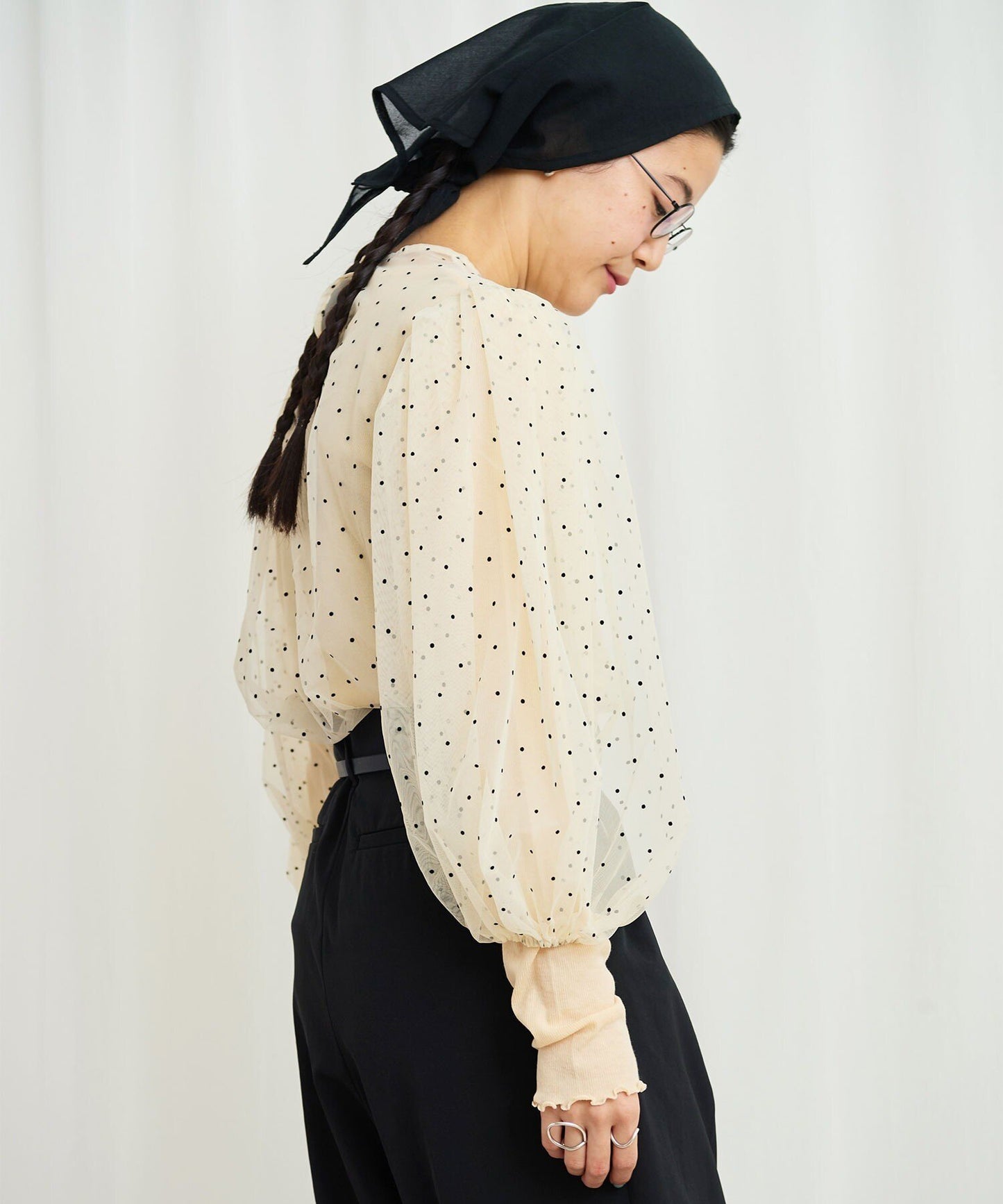 Sale- Fig London Polka Ivory See-through Top