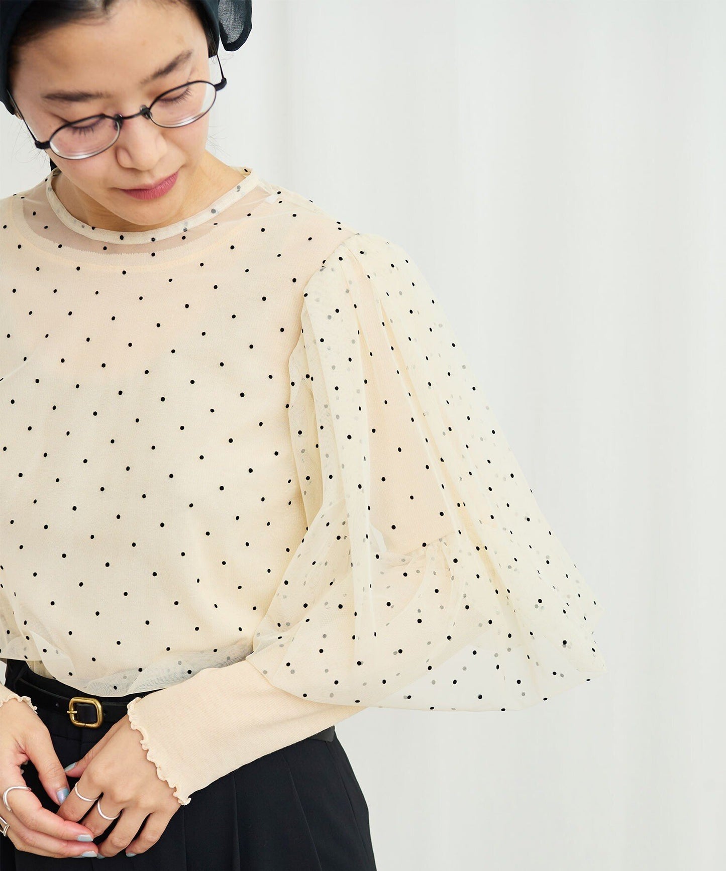 Sale- Fig London Polka Ivory See-through Top