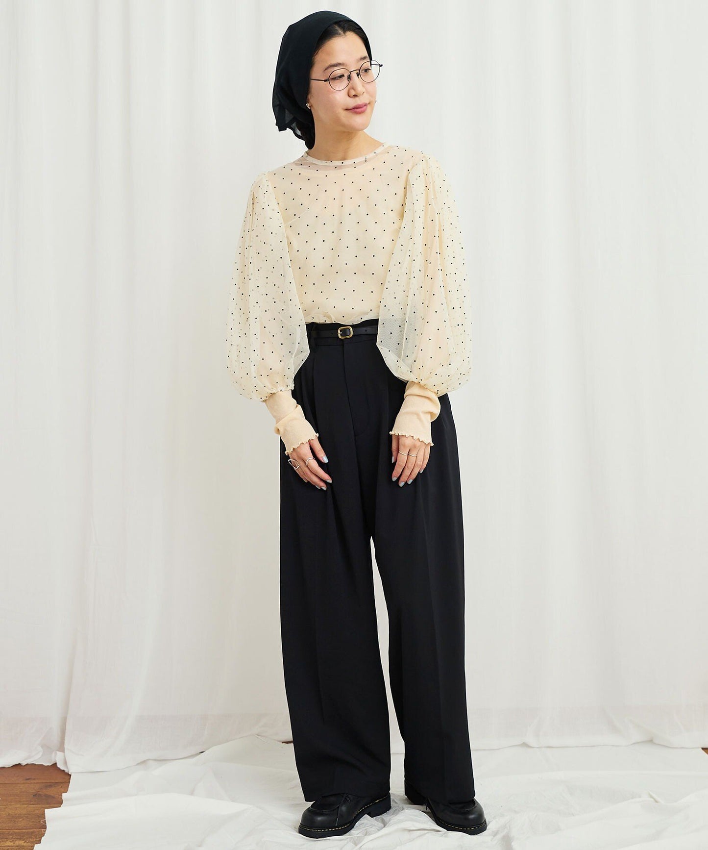 Sale- Fig London Polka Ivory See-through Top