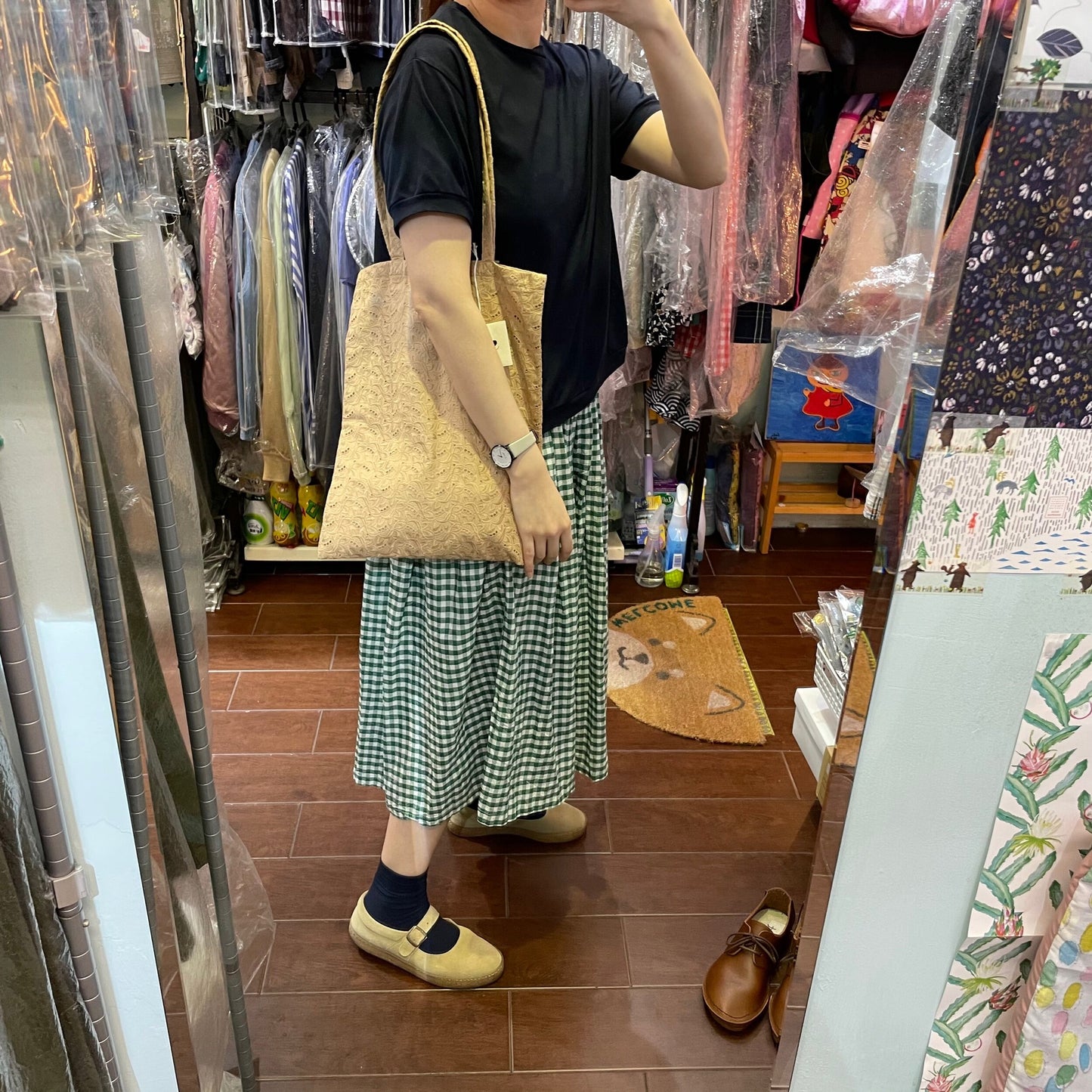 Sale- Spologum Beige Lace Tote Bag, made in Japan