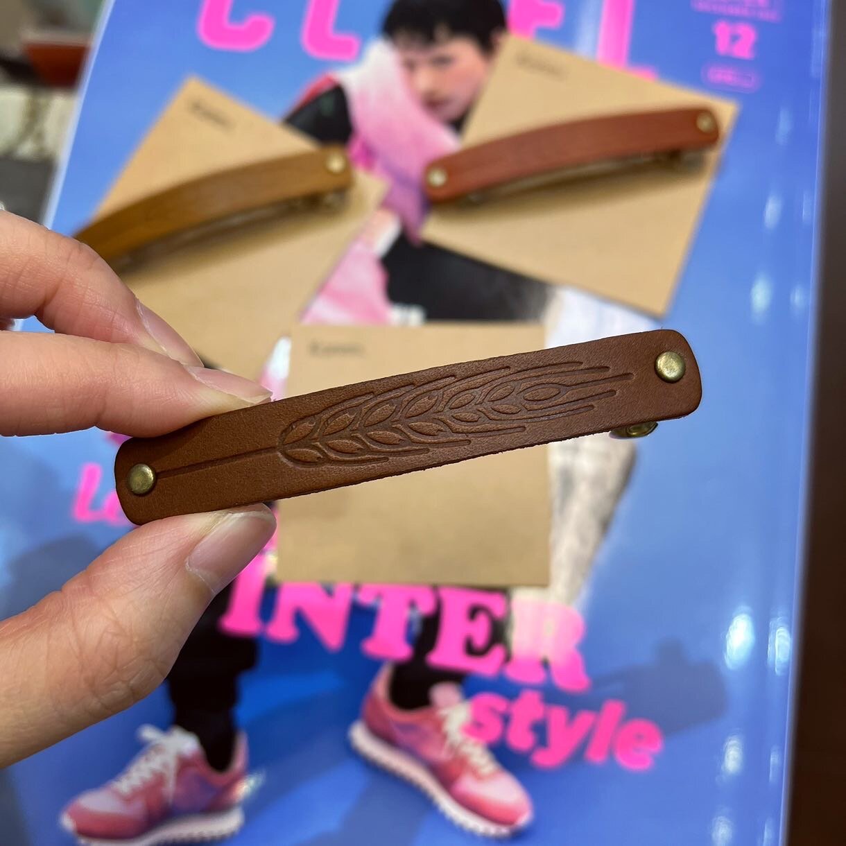 Kanmi Leather Hair Clips, 3 Colors, made in Japan