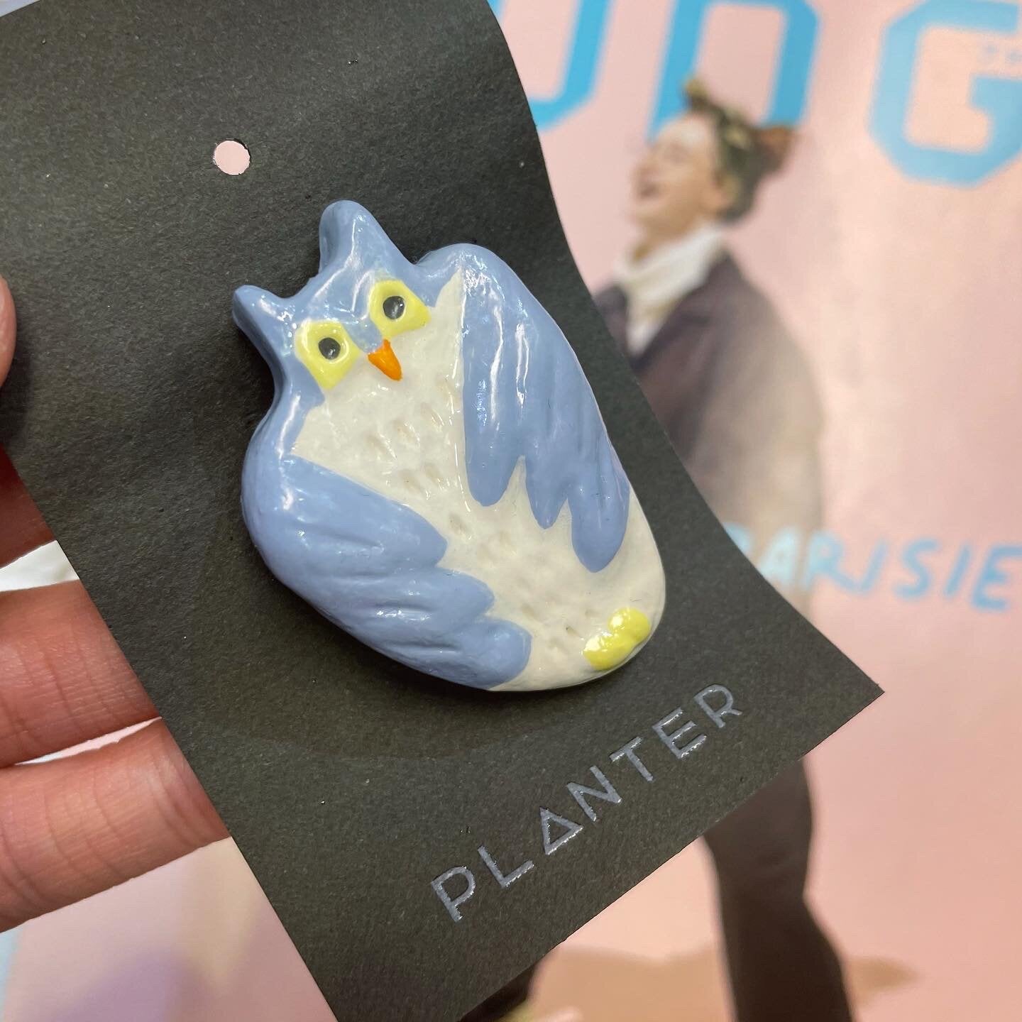 Owl Ceramic Brooch, made in Japan
