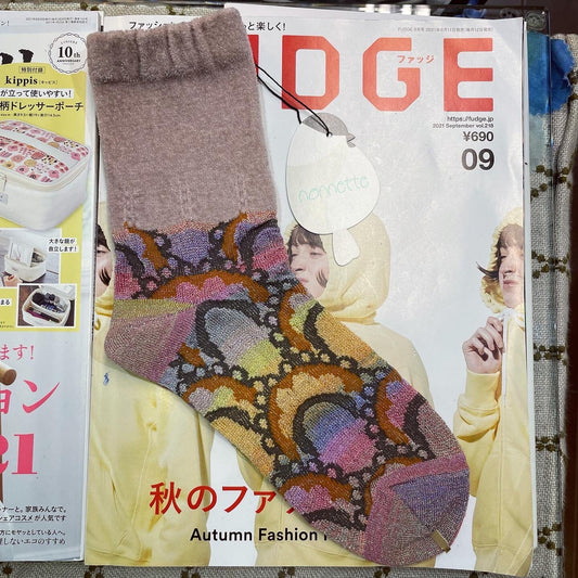 促销 - 日本制造 Nonnette 粉色羊毛袜