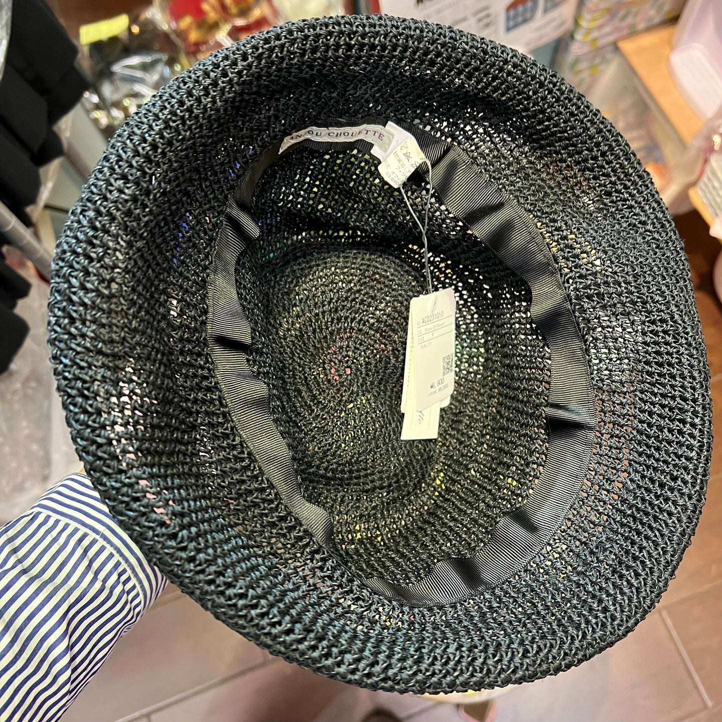 Sale- Anjou Chouette Straw Black Hat, made in Philippines