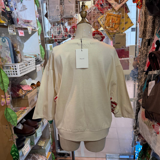 Munich Ivory X Red Striped Sweatshirt, made in Japan