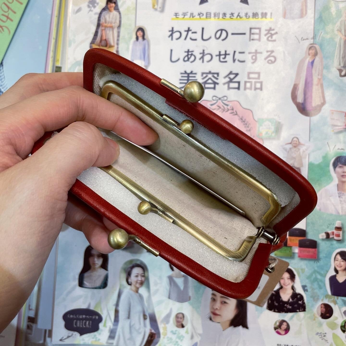 Sale- Kanmi Leather Red Wallet, made in Japan