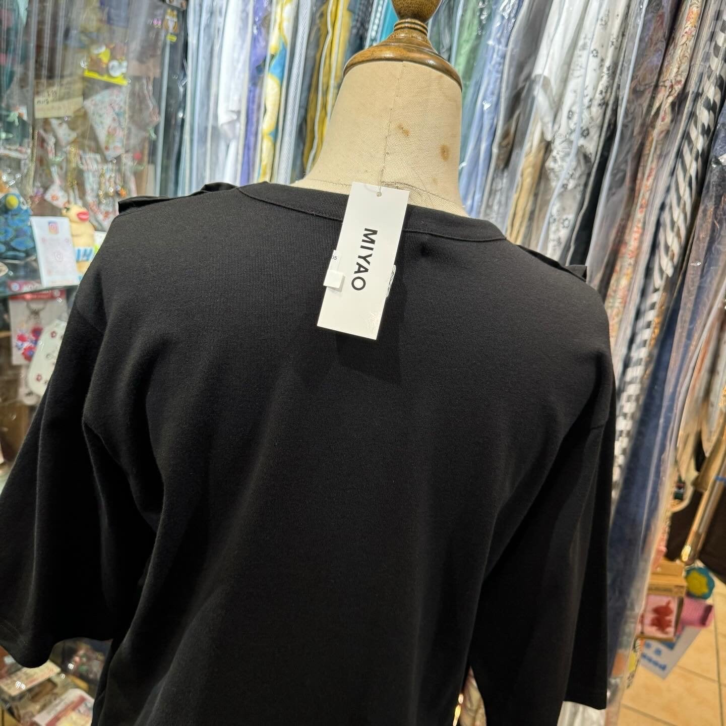 Miyao Ruffles Black T-shirt, made in Japan