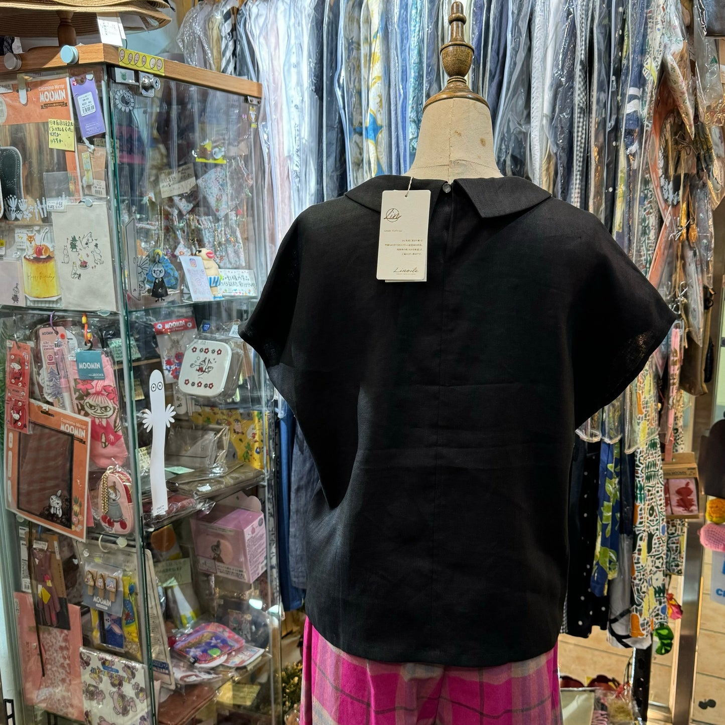 Vent d Ouest Black Linen Top, made in Japan