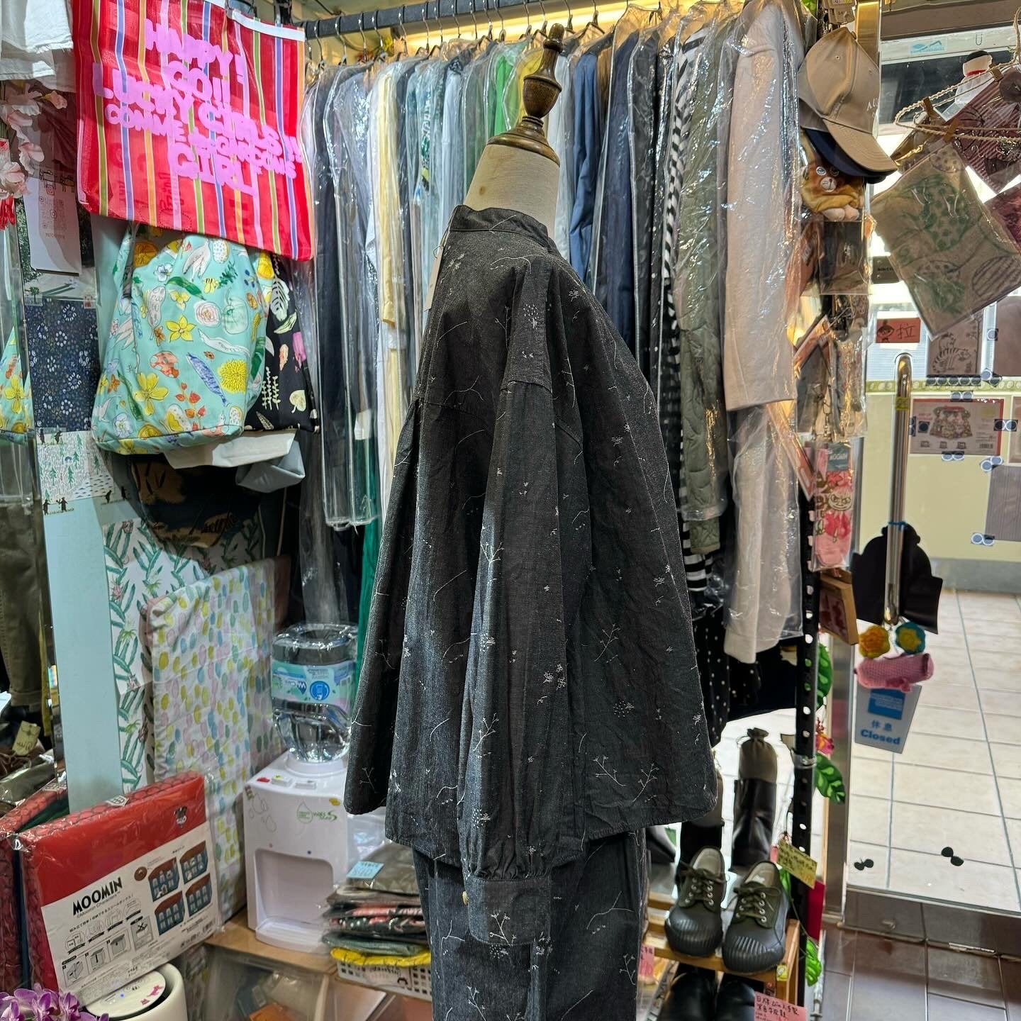 Sale- Tumugu Embroidery Charcoal Shirt, made in Japan