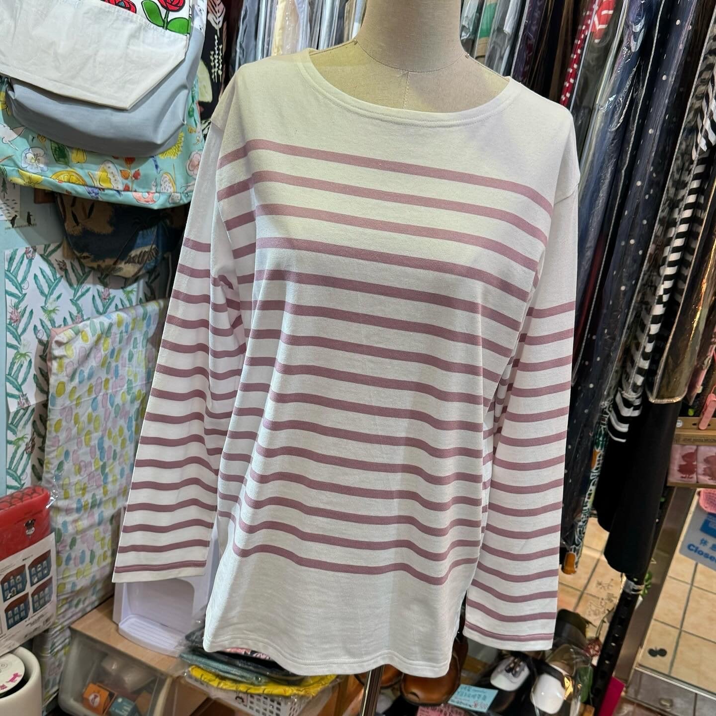 Yarra Pink Striped T-shirt, made in Japan