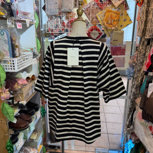 Munich Black Striped Blouse, made in Japan