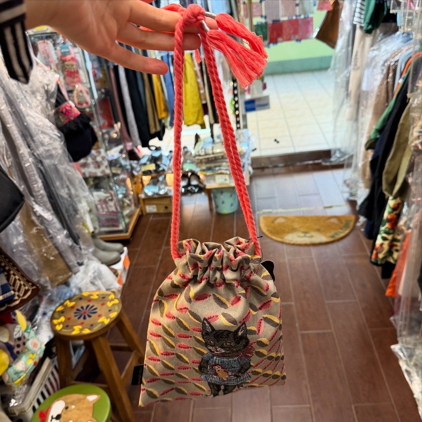 Nathalie Lete Cat Drawstring Bag