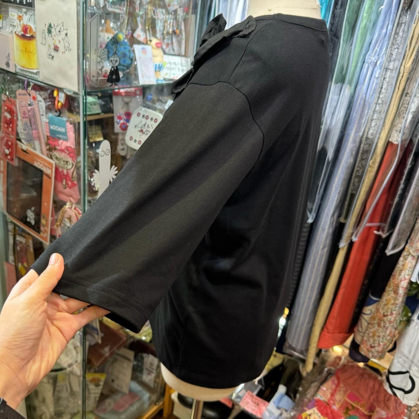 Miyao Ruffles Black T-shirt, made in Japan