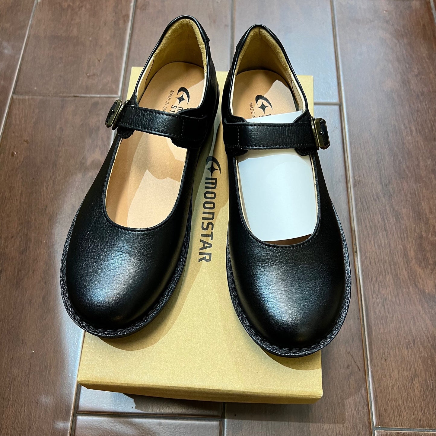 Sale- Moonstar Black Leather Shoes, size 25cm only, made in Japan