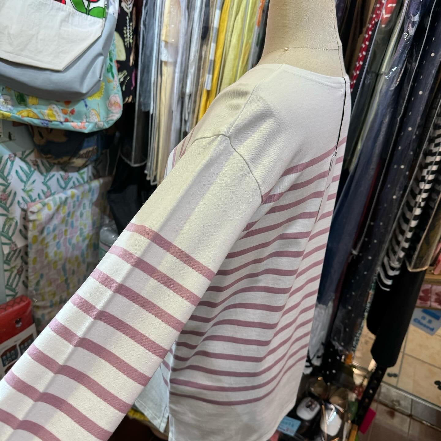 Yarra Pink Striped T-shirt, made in Japan