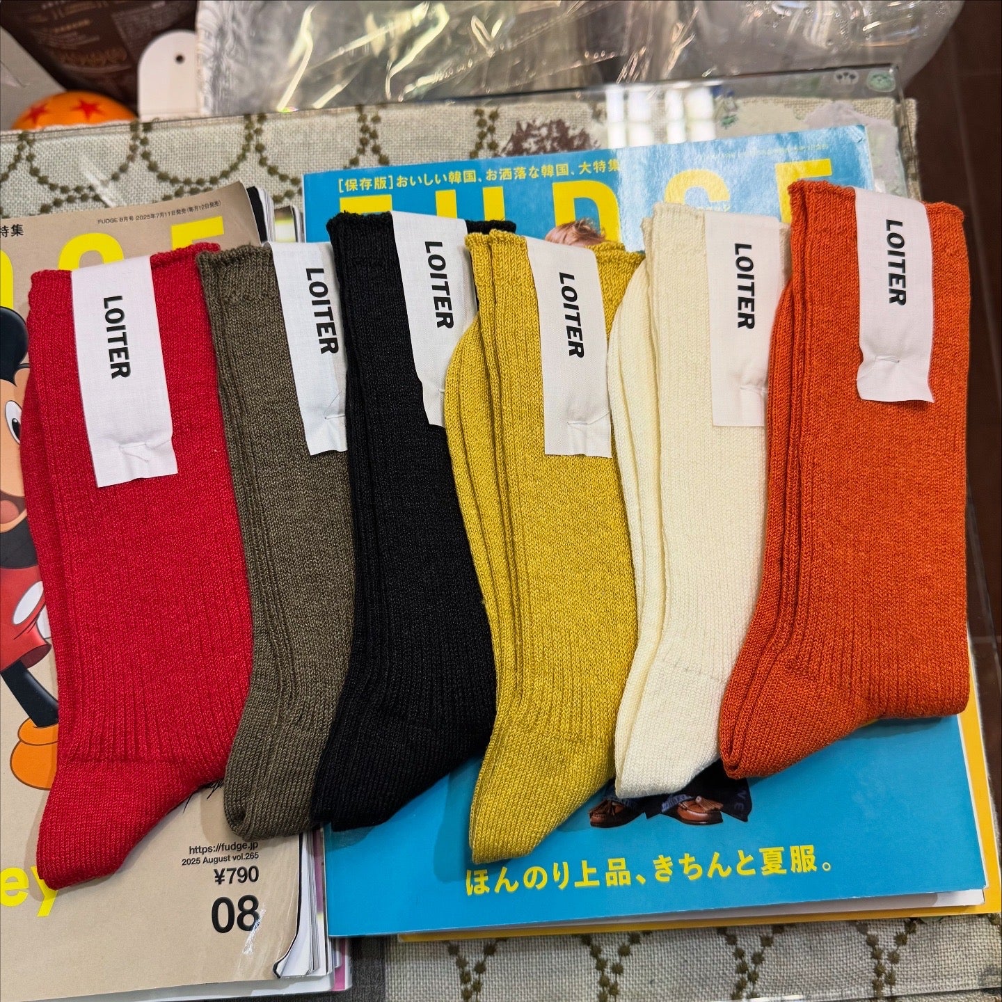 Ichi LOITER Linen Rib Socks, 6 Colos, made in Japan