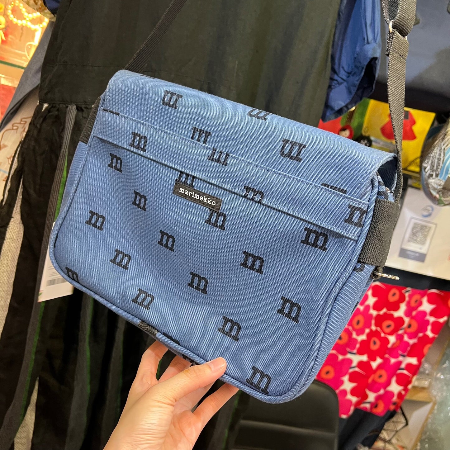 Sale- Marimekko Navy Logomania Shoulder Bag, made in Estonia