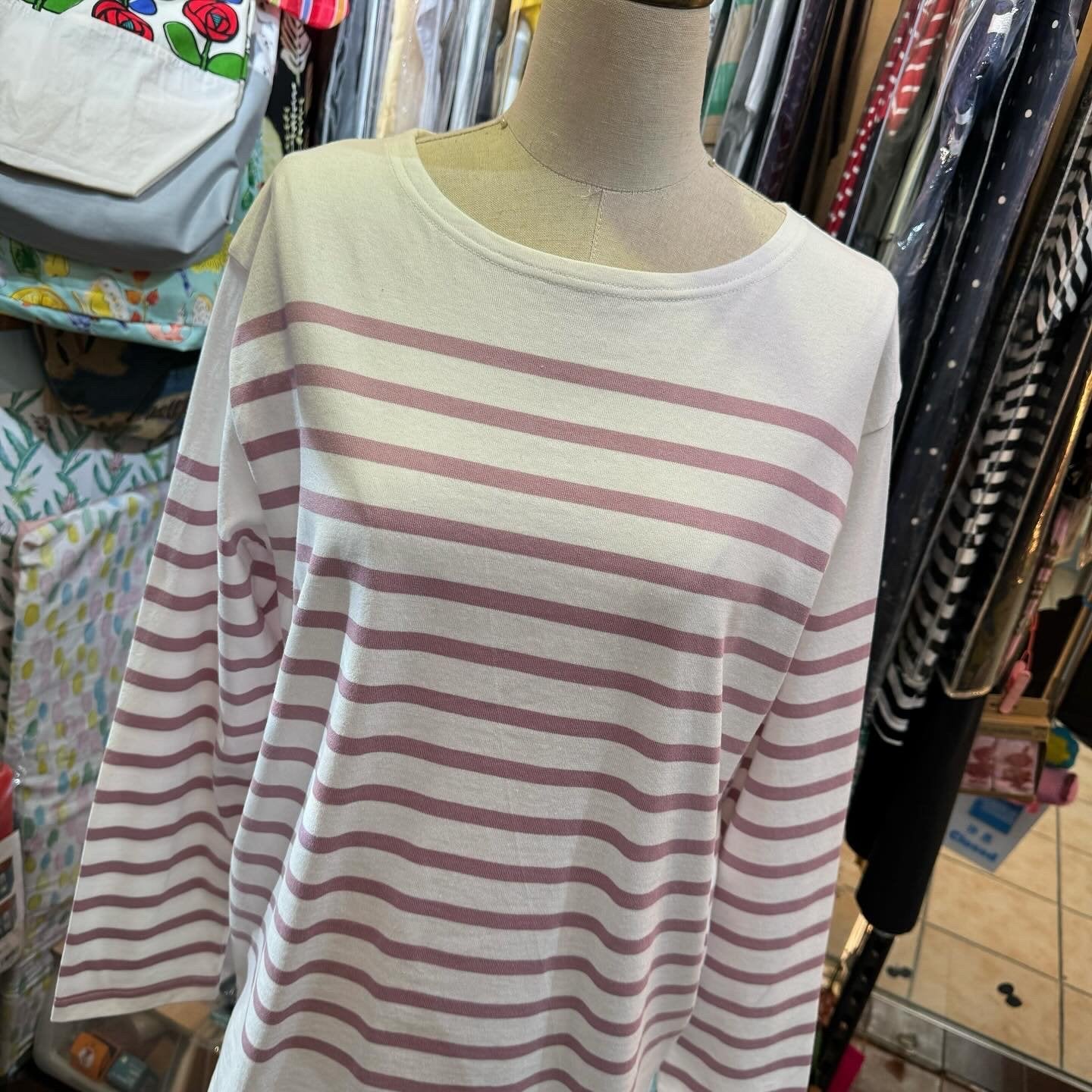 Yarra Pink Striped T-shirt, made in Japan