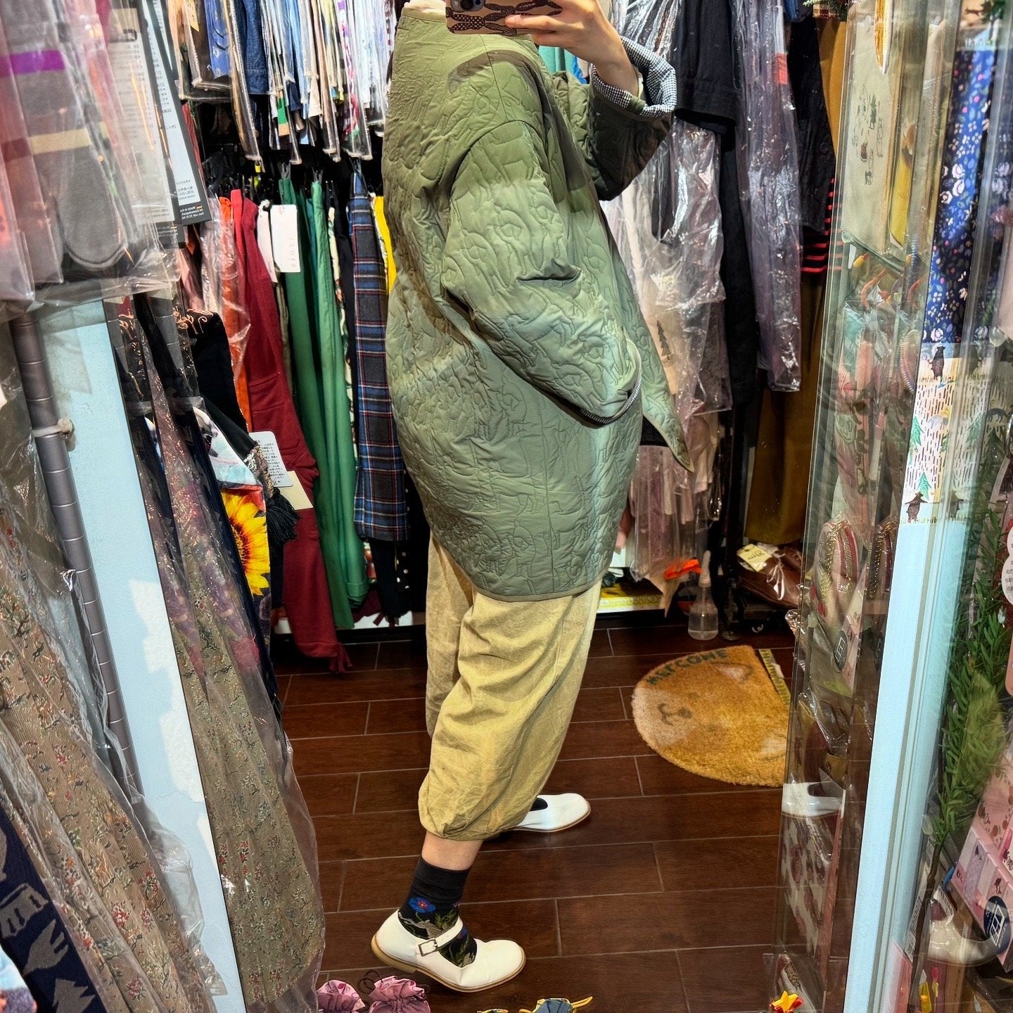 Sale- Haupia Dogs Embroidery Green Coat, made in Japan