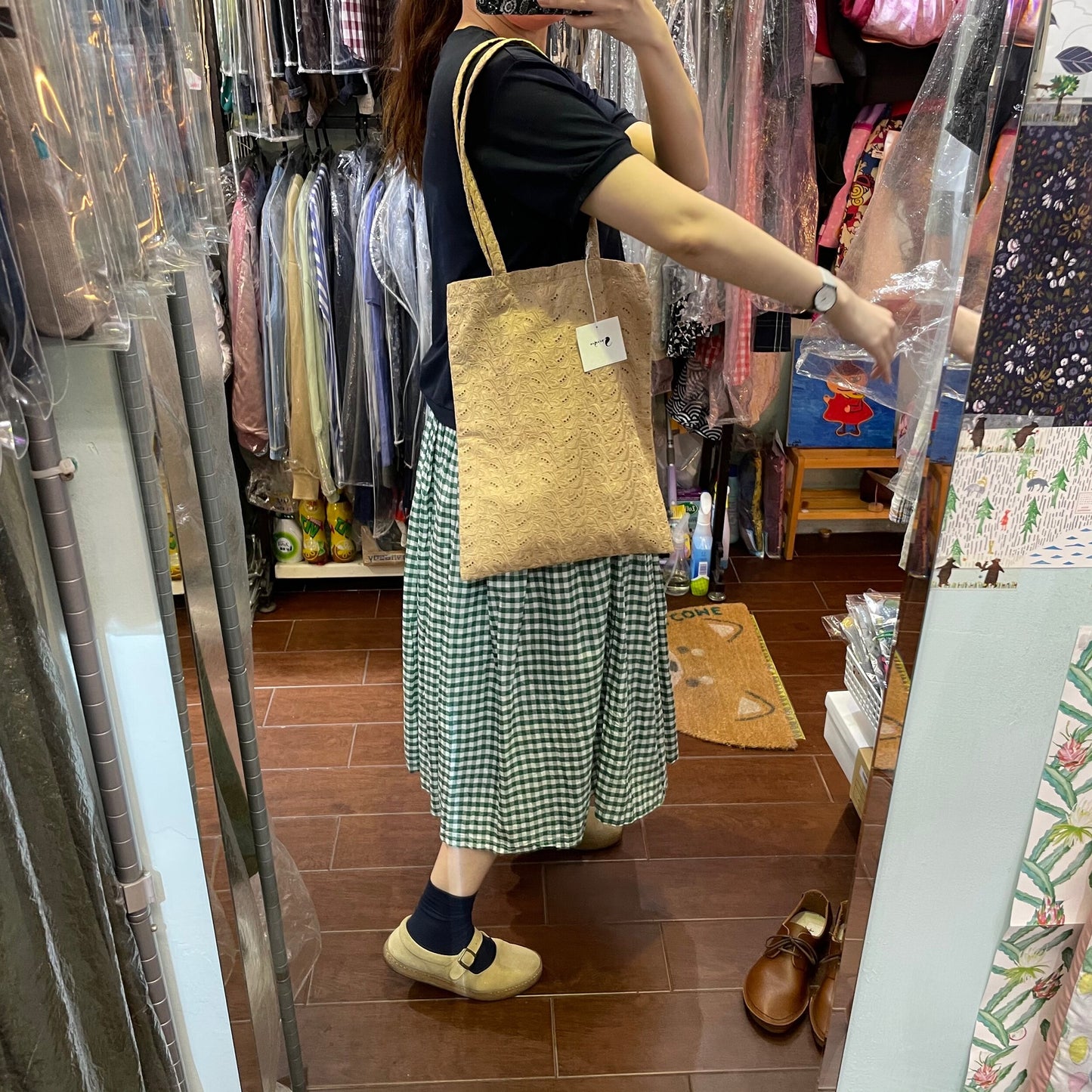 Sale- Spologum Beige Lace Tote Bag, made in Japan